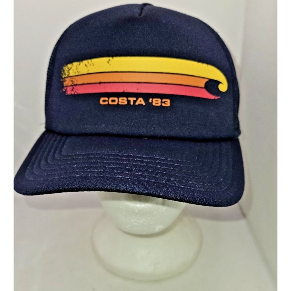 Costa 83 Trucker Hat Cap Snapback Blue Fishing Fish Retro Sun Wave Logo NWOT